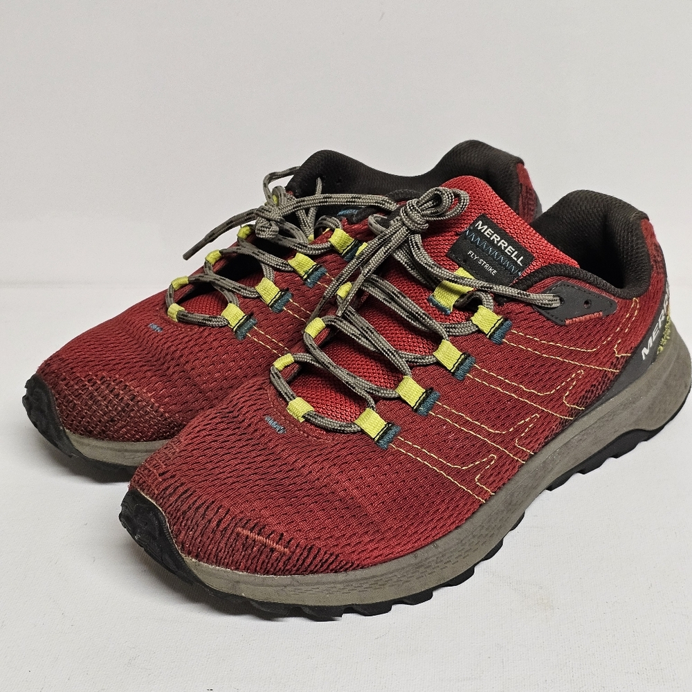Merrell Men’s Fly Strike Trail Running Shoes Red Mesh Hiking Sneakers Size 8
